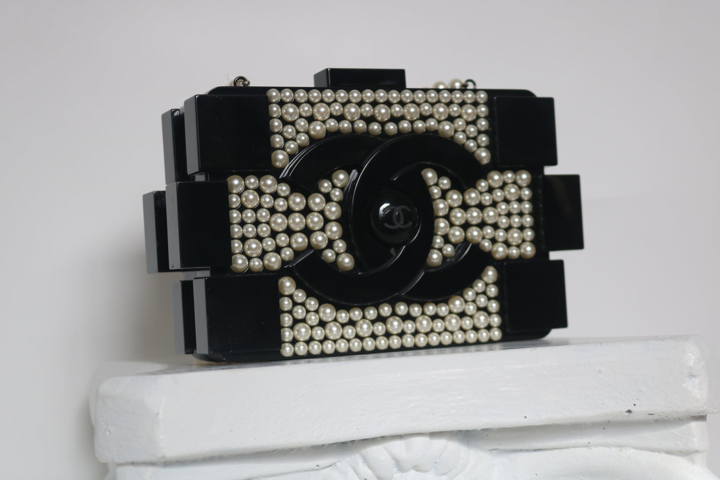 Chanel Pearl lego clutch