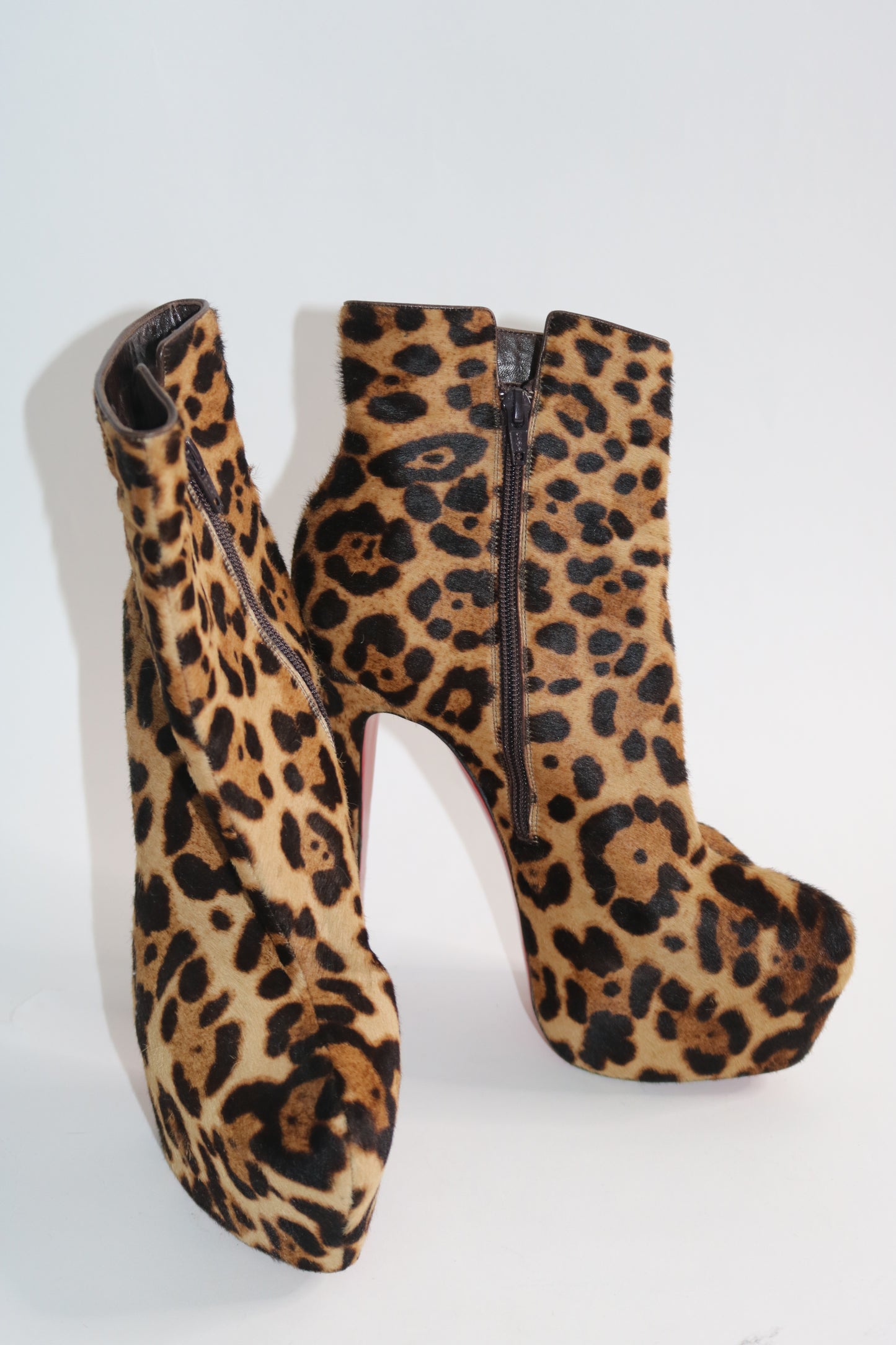 Leopard Print pony hair Christian louboutin boots