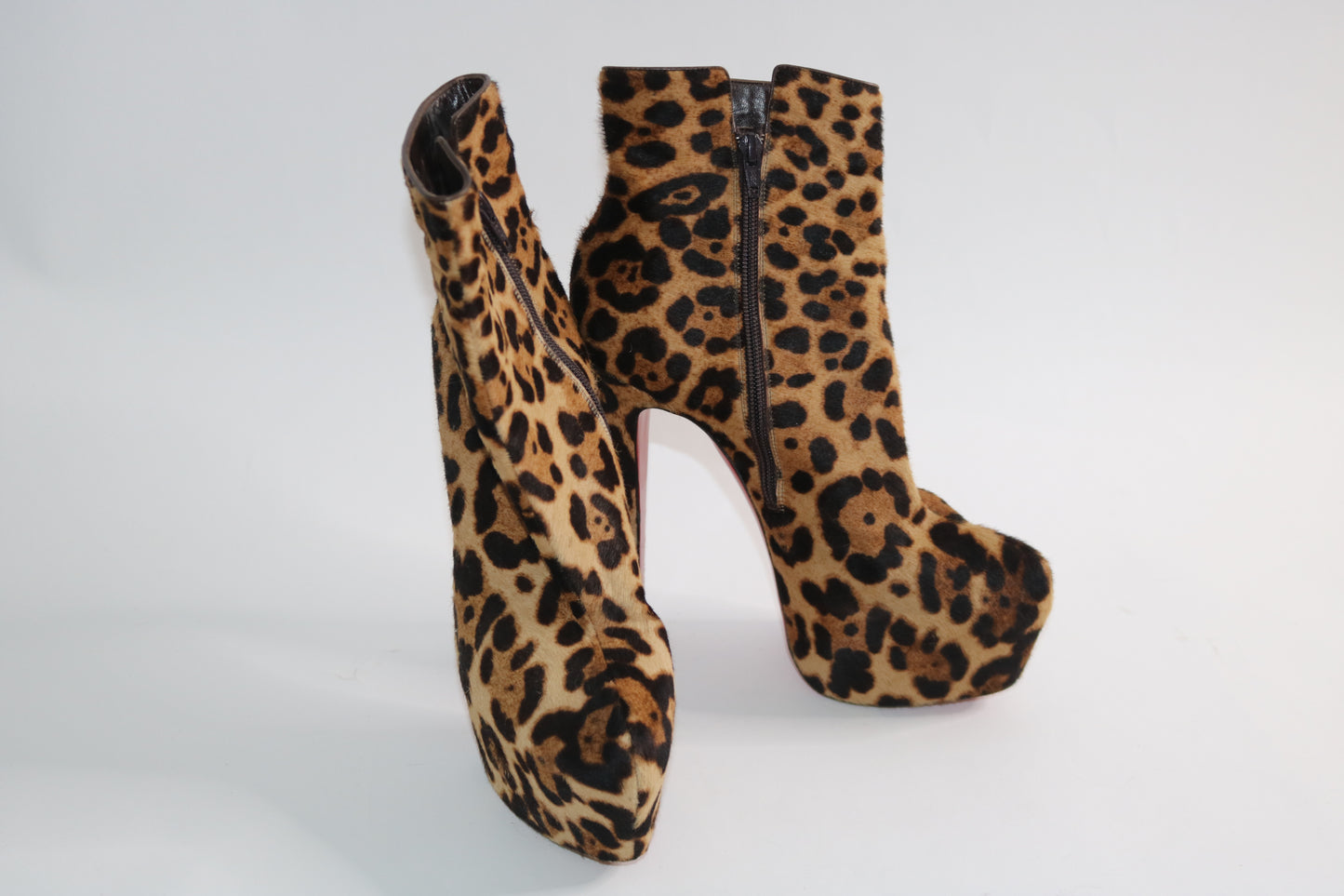 Leopard Print pony hair Christian louboutin boots