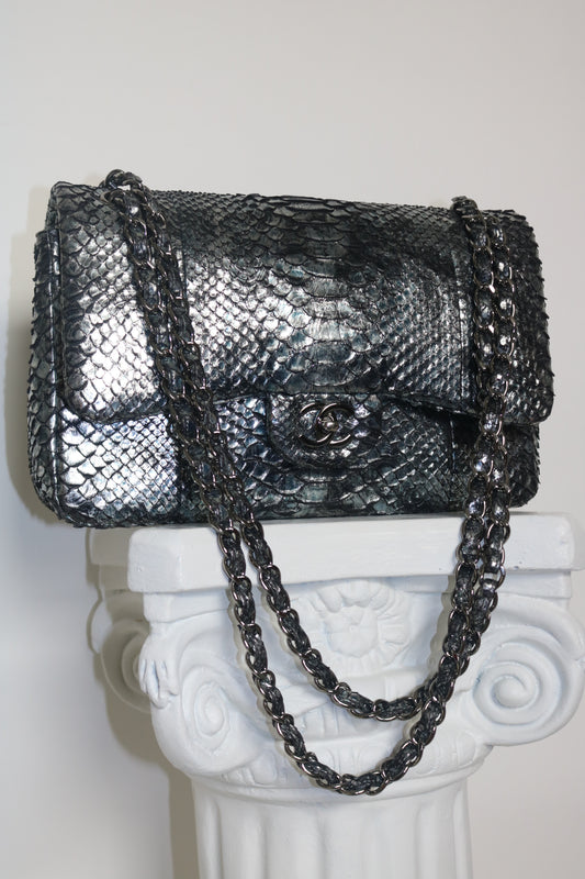 Chanel metallic blue & silver bag