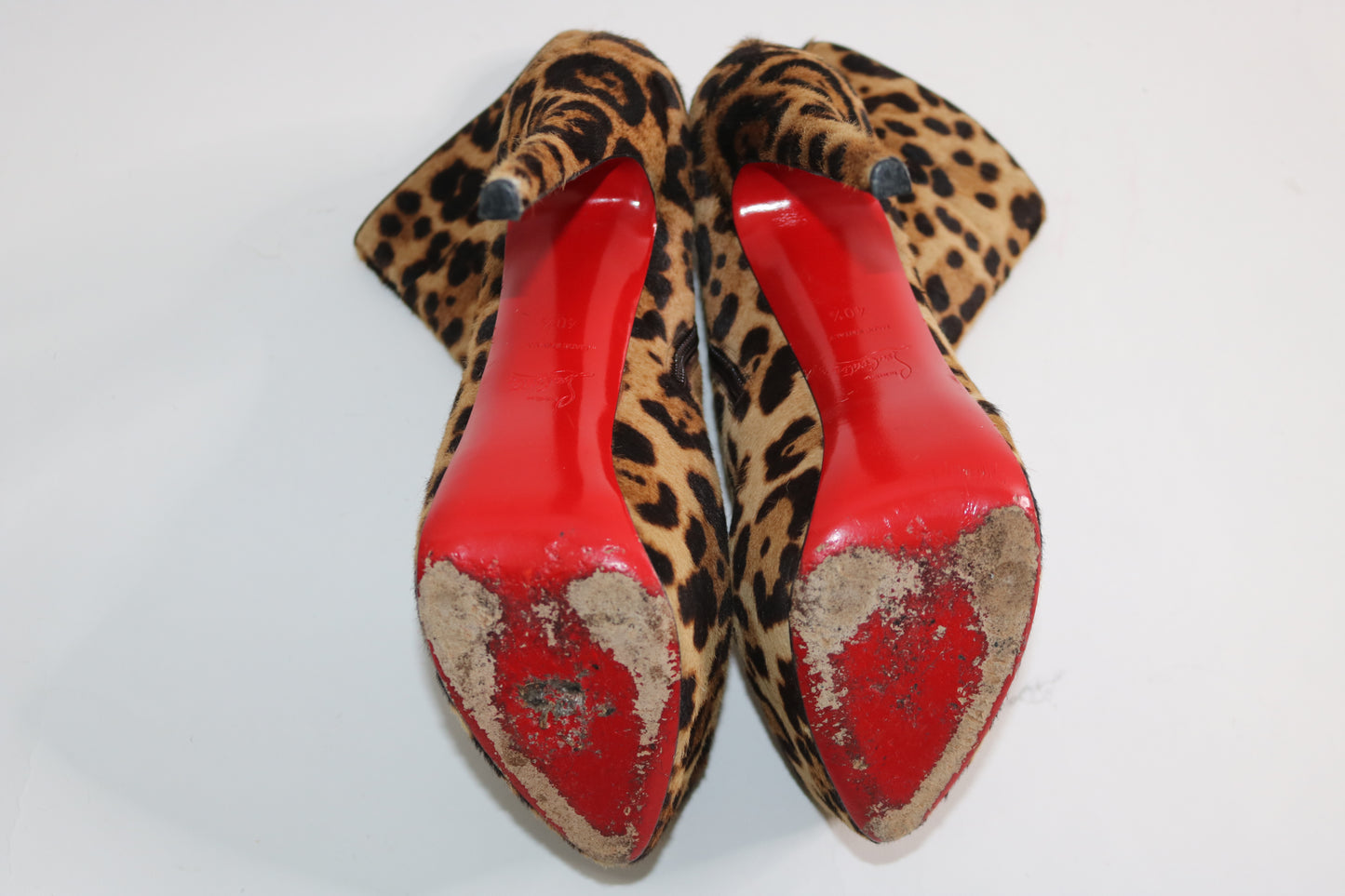 Leopard Print pony hair Christian louboutin boots